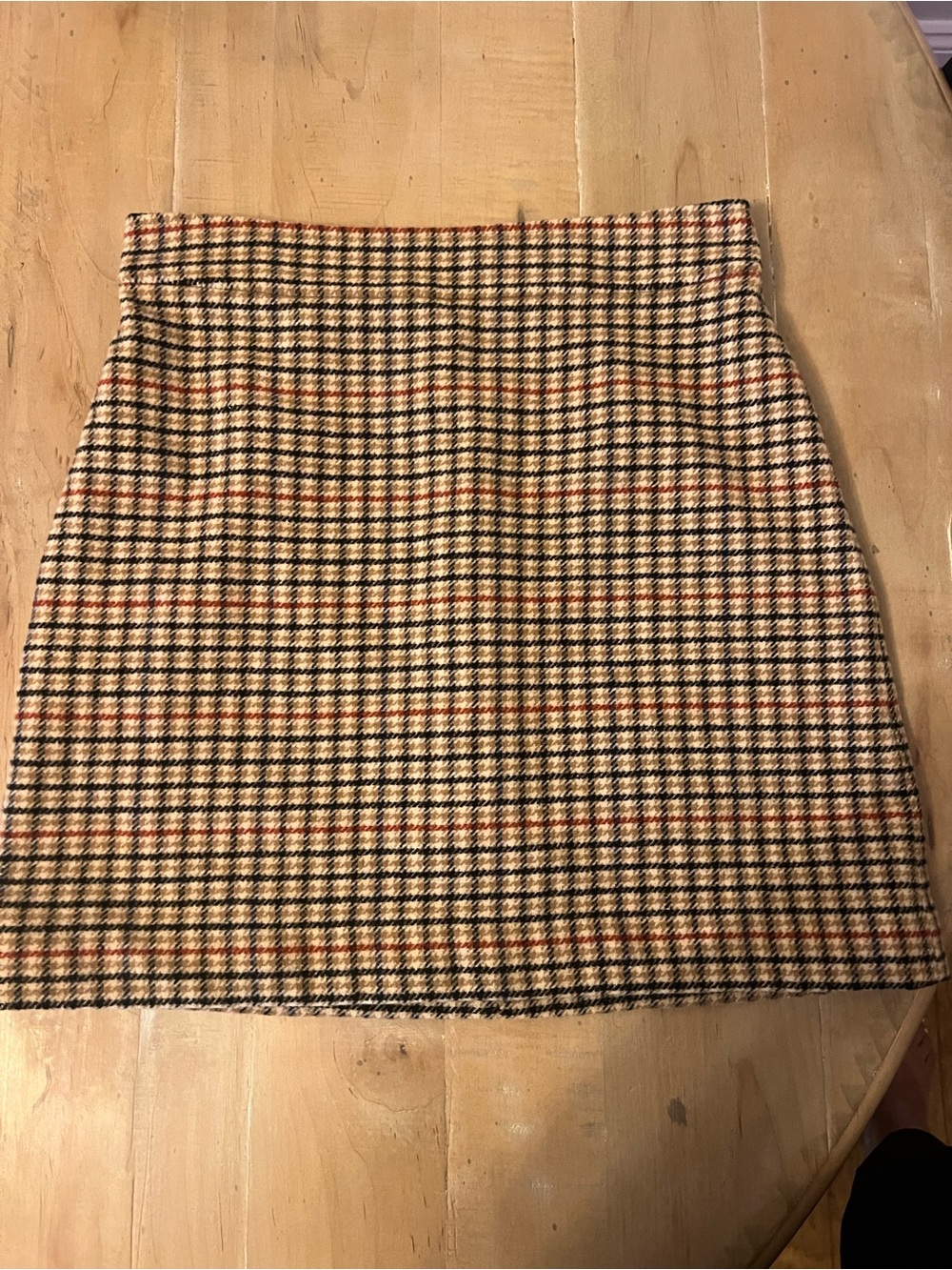 J.Crew Mini Skirt Womens 8 Brown Houndstooth Wool Blend A-Line Career